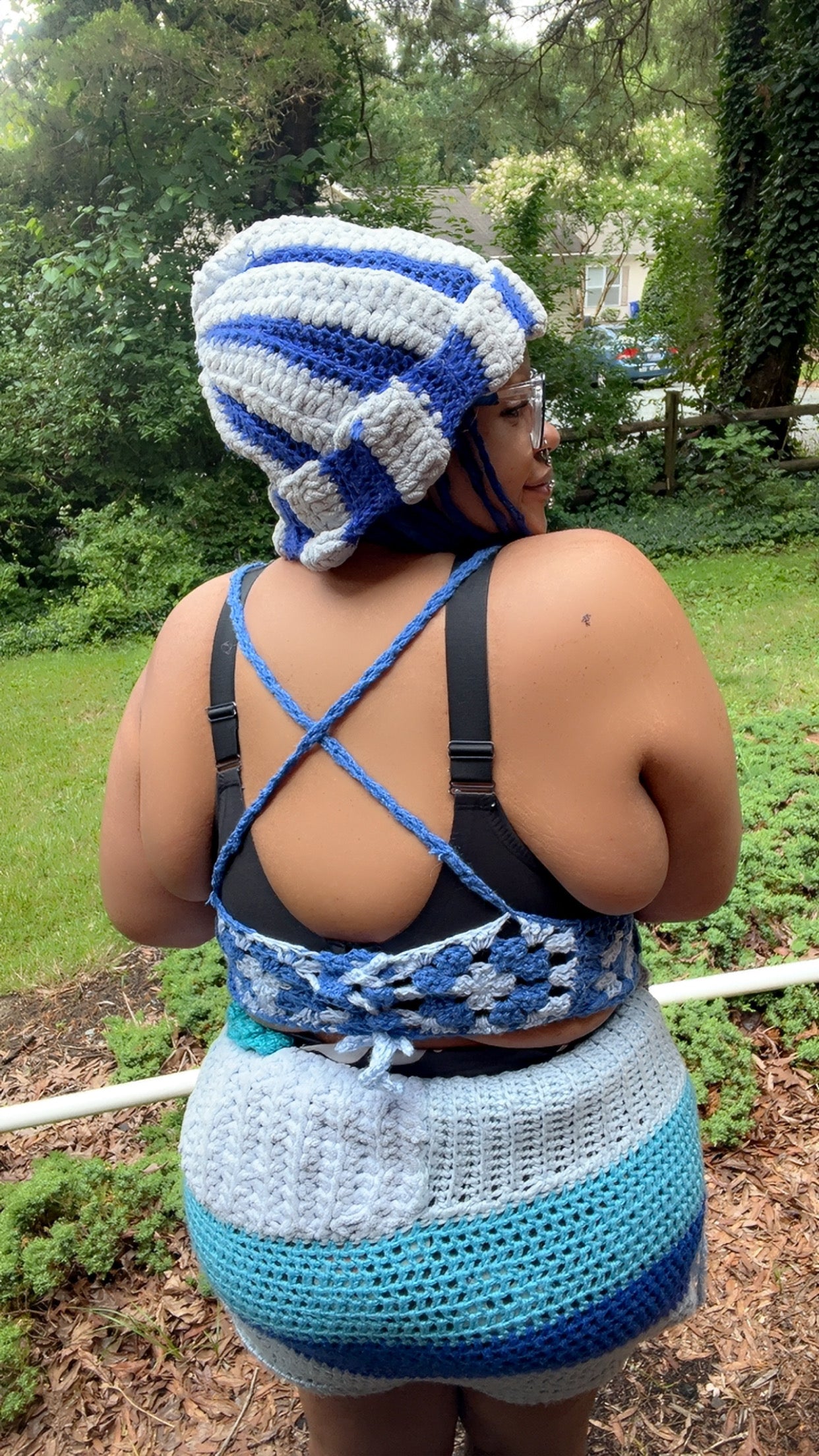 Blueberry Bubblegum Fishnet Grannysquare Bralette