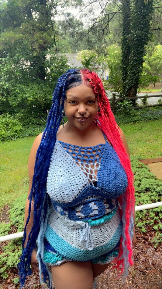 Blueberry Bubblegum Fishnet Grannysquare Bralette